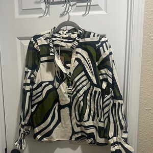Maude Vivante Olive & Ivory Blouse